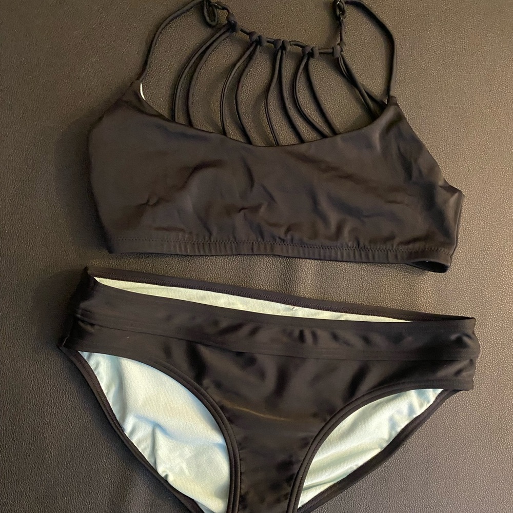 Prana Black Strappy Bikini Set